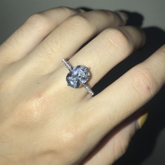 NEW 925 Sterling Silver Oval Cut Diamond Ring Z - Picture 8 of 8